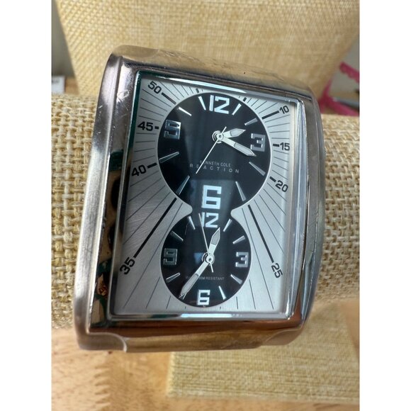 Kenneth Cole Reaction Mens Dual Dial Black & Silver Watch Stainless NOT TESTED - Picture 5 of 14